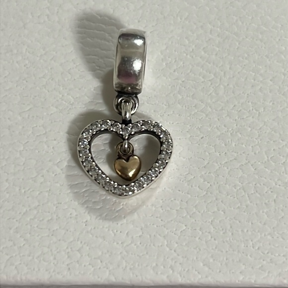 Pandora Silver Heart Necklace with Gold Accent - Picture 1 of 2
